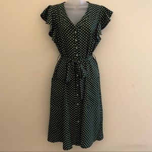 Green & White Polka-Dot Dress